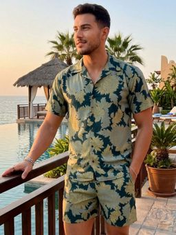 RIGO - Navy Blue Rayon Floral Co-Ord Set