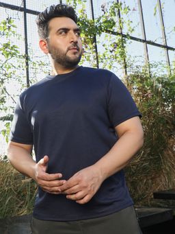 Instafab Plus - Navy Blue Solid T-Shirt