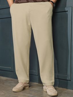 Instafab Plus - Khaki Solid Regular Fit Casual Trouser