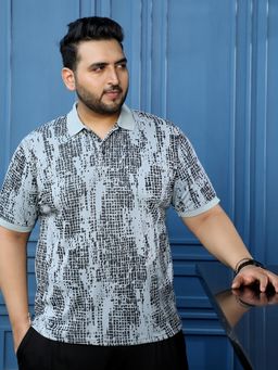 Instafab Plus - Grey Abstract Polo T-Shirt