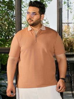 Instafab Plus - Tan Solid Polo T-Shirt