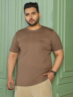 Instafab Plus - Brown Solid T-Shirt
