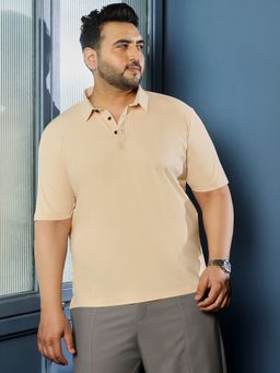 Instafab Plus - Beige Solid Polo T-Shirt