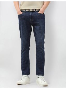 U.S. Polo Assn. Denim Co. - Navy Blue Cotton Blend Solid Tapered Jeans