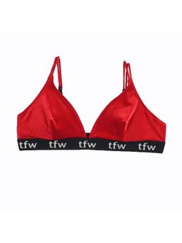 TFW - Red Velvet Bralette with Sparkle Logo Band Red