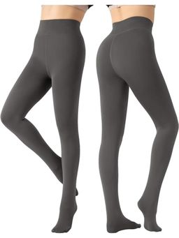 BRACHY - Womens Footed Length Stretchable Women Warm Thick Fur Fleece Winter Thermal Grey