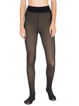 BRACHY - Womens Footed Length Stretchable Women Warm Thick Fur Fleece Winter Thermal Black