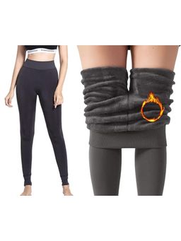 BRACHY - Womens Footed Length Stretchable Women Warm Thick Fleece Winter Thermal Grey