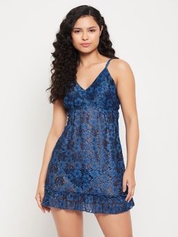 Clovia - Lace Babydoll Navy Blue