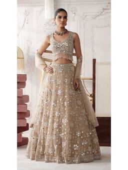 Basanti Kapde aur Koffee - Champagne Radiance Embroidered Lehenga with Blouse and Dupatta