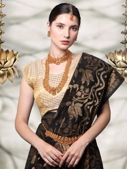 Yellow Chimes - Gold Plated Temple Jewellery set with Kamarband