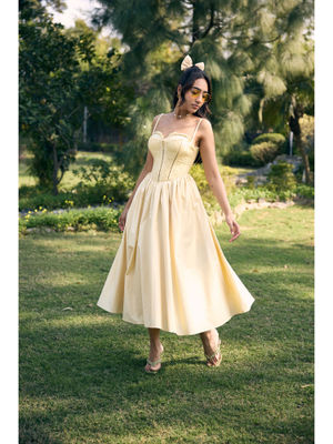 Lea Bandage Midi Dress - Mustard Yellow