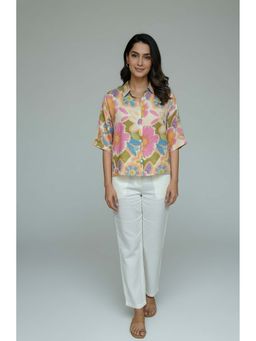 THREE-THREE - Multi-Color Meadowy Floral Print Shirt