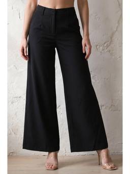 Elleven - Eleven Women’s Black High Rise Wide-Leg Pants