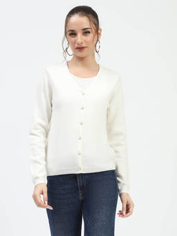 Madame - Off White Button-Up Cardigan