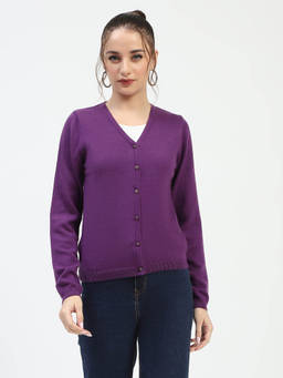 Madame - Purple Button-Up Cardigan