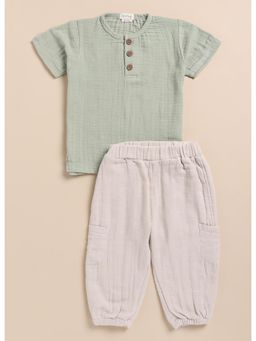 Cot and Candy - Grey Solid Top and Pant (Set of 2)