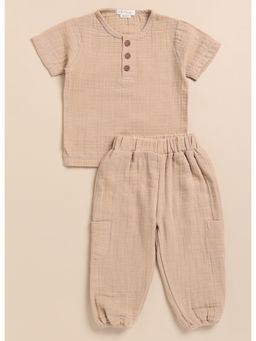 Cot and Candy - Brown Solid Top and Pant (Set of 2)