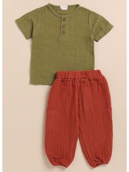 Cot and Candy - Multi-Color Solid Top and Pant (Set of 2)