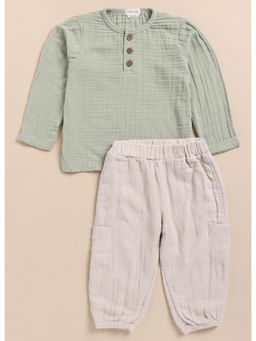 Cot and Candy - Grey Solid Top and Pant (Set of 2)