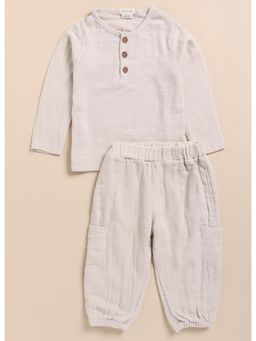 Cot and Candy - Cream Solid Top and Pant (Set of 2)