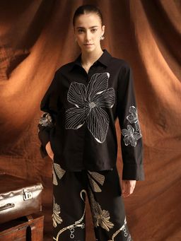 Kazo - Nancy Embroidered Black Shirt