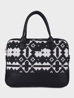 MINI WESST - Black Woven Messenger Bag with Detachable Strap