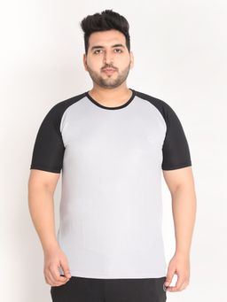 CHKOKKO - Men Plus Size Solid Regular Fit Sports T-shirt In Off White