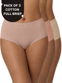 Nykd by Nykaa - Nykd by NykaaPO3 High Rise Cotton Full Brief Panty with Inner Elastic-P.Nude,Sand,Clay-NYP104
