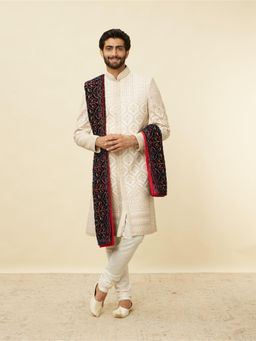 Manyavar - Dark Blue Bel Buti Patterned Dupatta