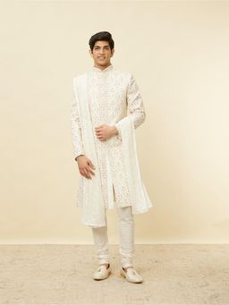 Manyavar - Pearled Ivory White Sequined Dupatta