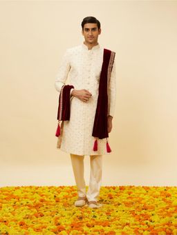 Manyavar - Bright Maroon Pleated Dupatta
