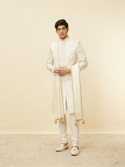 Manyavar - Cream Sequined Dupatta