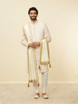 Manyavar - Cream Diamond Patterned Dupatta