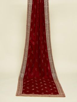 Manyavar - Maroon Paisley Motif Dupatta