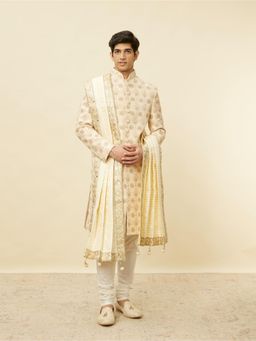 Manyavar - Snow White Gota Patti Bordered Dupatta
