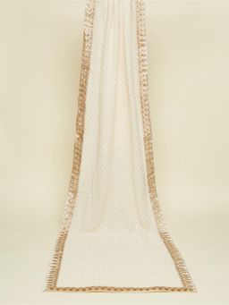Manyavar - Cream Jaal Patterned Dupatta