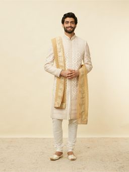 Manyavar - Buttercream Floral String Patterned Dupatta