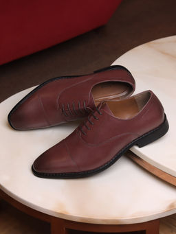 Louis Stitch - Men Maroon Premium Egyptian Crust Leather Formal Oxfords