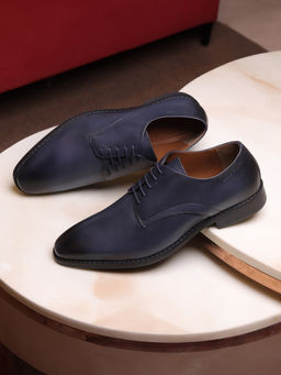 Louis Stitch - Men Blue Premium Egyptian Crust Leather Formal Derbies