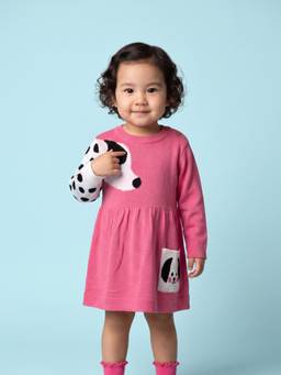 Nautinati - Baby Girls Dalmatian Full Sleeves A-Line Fit Knit Dress