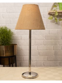 Homesake - Chrome 16" Metal Table Lamp Jute Cone