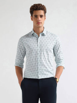 Arrow Newyork - Men's Blue Manhtattan Slim Fit Geometric Printed Shirt