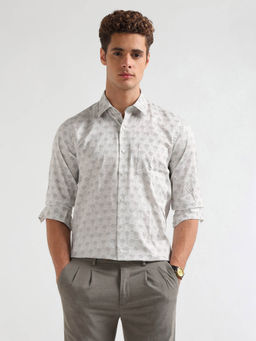 Arrow Newyork - Men's Beige Manhtattan Slim Fit Geometric Printed Shirt