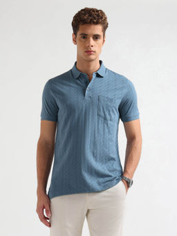 Arrow - Men's Vertical Self Design Pure Cotton Polo T-shirt