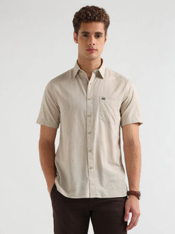 Arrow Sports - Men's Beige Pure Cotton Regular Fit Shirt