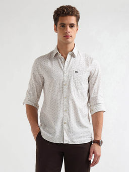 Arrow Sports - Men's Beige Printed Slim Fit Shirt
