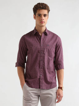 Arrow Sports - Men's Pink Floral Printed Slim Fit Shirt