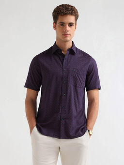 Arrow Sports - Men's Purple All Over Printed Dobby Shirt