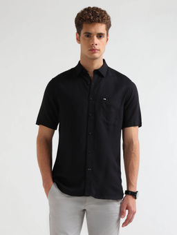 Arrow Sports - Men's Black Solid Slim Fit Shirt
